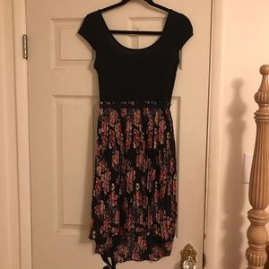 Black Floral High-Low Dress